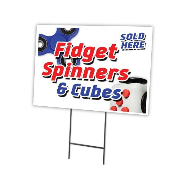 Signmission Fidget Spinner & Cube Yard & Stake outdoor plastic coroplast window, C-1216-DS-Fidget Spinner & Cube C-1216-DS-Fidget Spinner and Cube - main